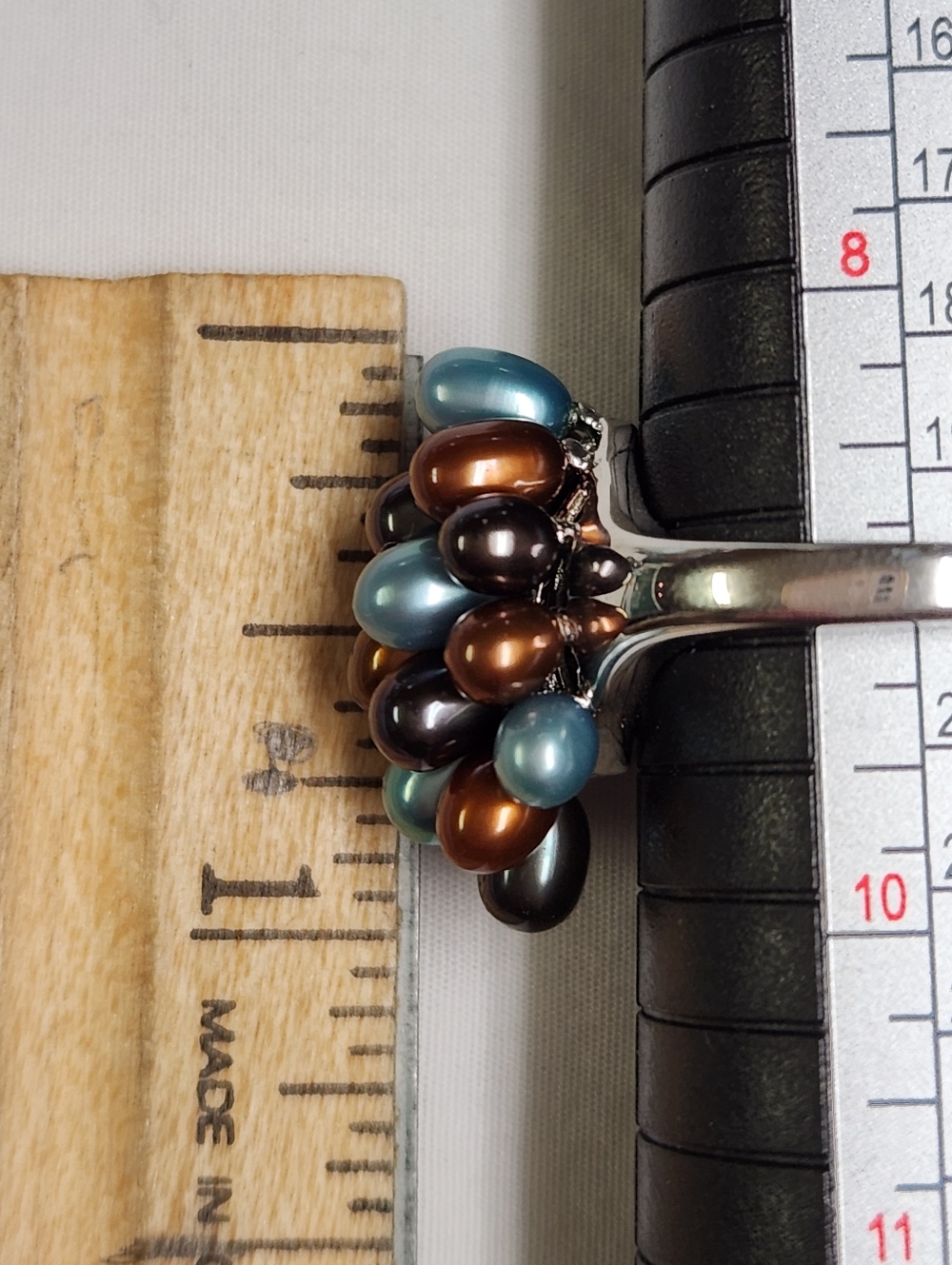 HONORA Pearl Sterling Silver Ring in Blues And Browns SIZE 9 - Picture 9 of 14